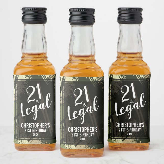 21 und Legal Green Camouflage Custom Mini Alkoholflaschenetikett (Flaschen)