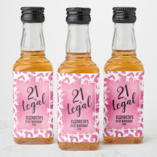 21 und Legal Pink White Leopard Personalisiert Min Alkoholflaschenetikett