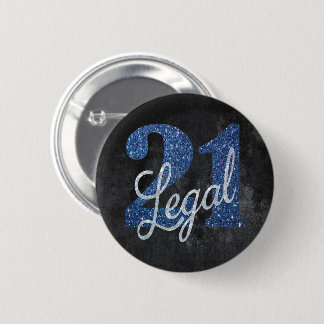 21 und Rechts | Blue 21. Birthday Chic Glitzer Button