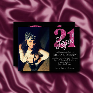 21 und Rechts | Fun Pink Imitate Glitzer 21. Gebur Einladung
