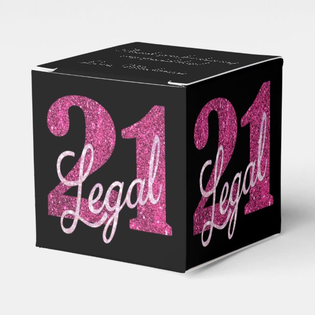 21 und Rechts | Fun Pink Imitate Glitzer 21. Gebur Geschenkschachtel (Vorderseite)