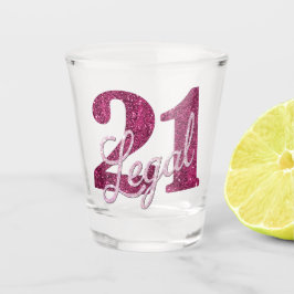 21 und Rechts | Fun Pink Imitate Glitzer 21. Gebur Schnapsglas