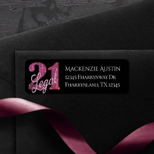 21 und Rechts Rosa Imitate Glitzer 21. Geburtsta