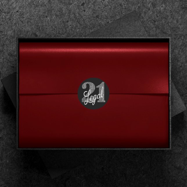 21 und Rechts | Silver Imitats Glitzer 21. Geburts Runder Aufkleber (Von Creator hochgeladen)