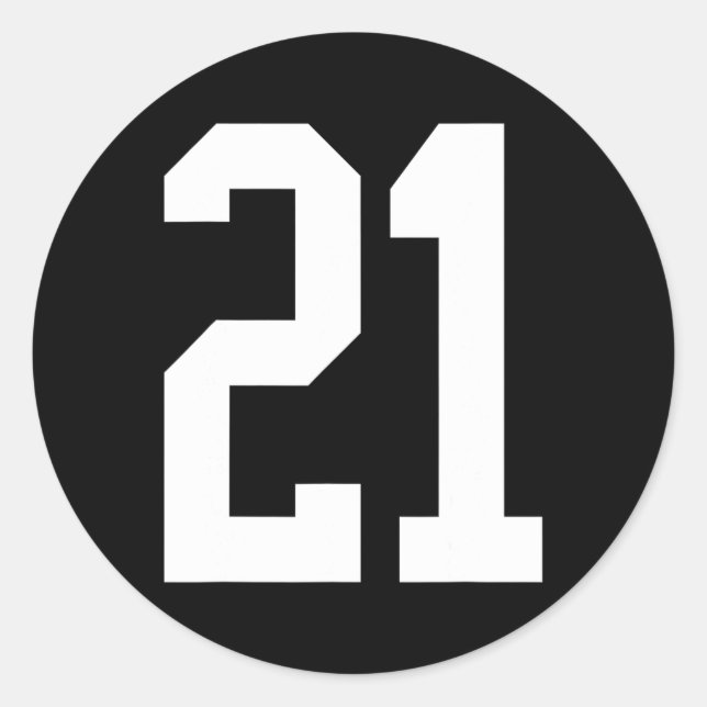 #21 Weißer Nummer 21 Sportfanstil Runder Aufkleber (Vorderseite)