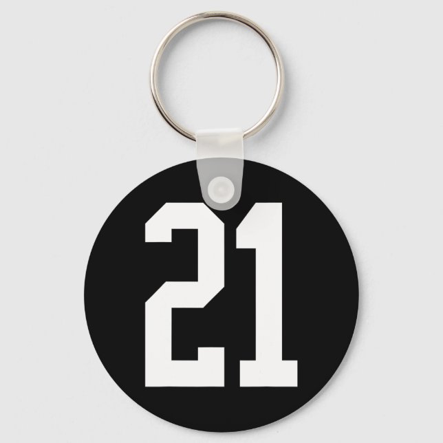 #21 Weißer Nummer 21 Sportfanstil Schlüsselanhänger (Vorderseite)