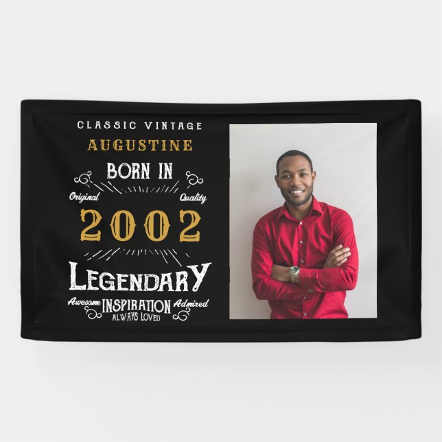 21e anniversaire 2002 Bannière légendaire Noir et  (Horizontal)