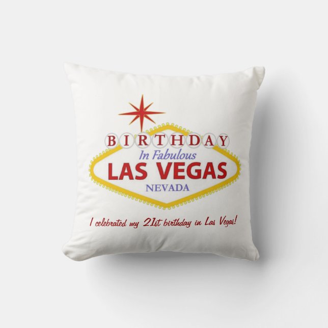 21e anniversaire à Las Vegas Coussin PERSONNALISÉ (Recto)