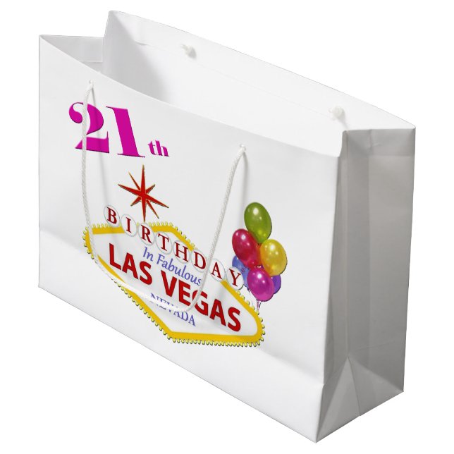 21e Anniversaire À Las Vegas Sac Cadeau (Devant Angle)