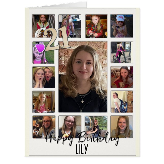 21e anniversaire Amande fleur bleu-crème invitatio (Devant)