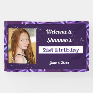 21e anniversaire Bannière personnalisée en satin v