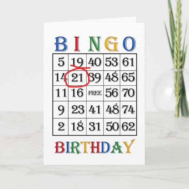 21e Anniversaire Carte de Bingo (Devant)