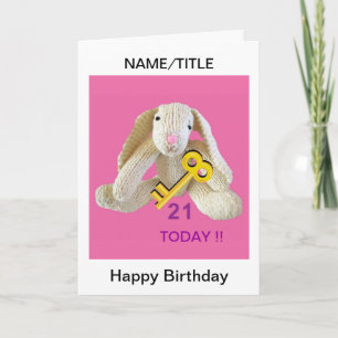 21e Anniversaire Carte lapin personnalisez le titr