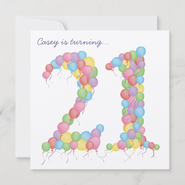 21e Anniversaire de fête ballons Invitation person (Devant)