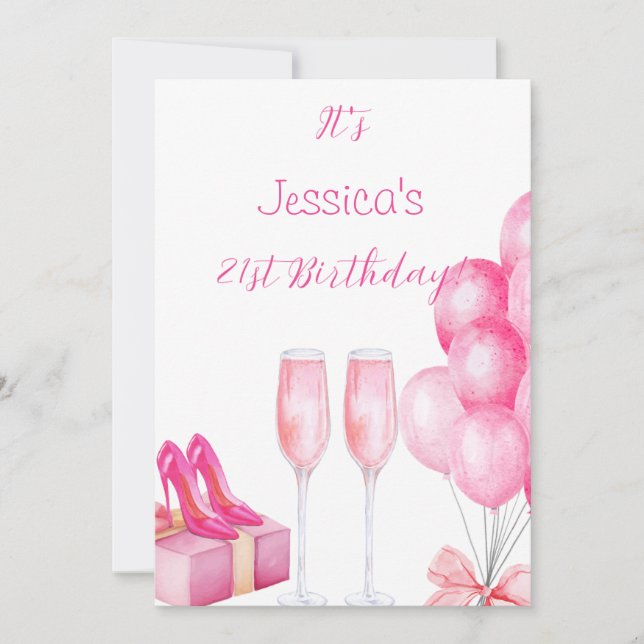 21e anniversaire de fête Invitation travail illust (Devant)