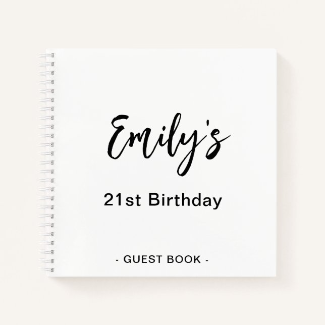21e Anniversaire de la fête Livre d'invité | Blanc (Devant)