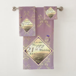 21e anniversaire du Mariage laiton et serviette d'