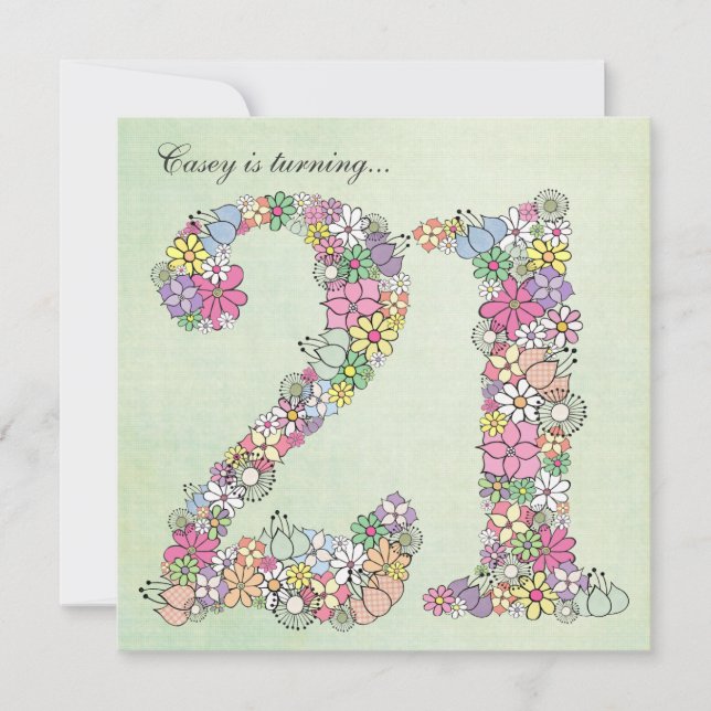 21e Anniversaire Fête Printemps Fleur Invitation p (Devant)
