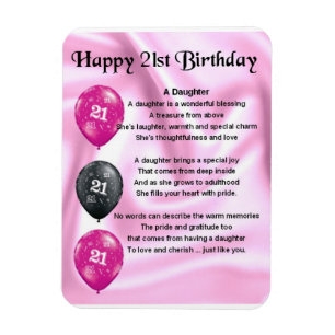 21e anniversaire, Fille Poem Magnet