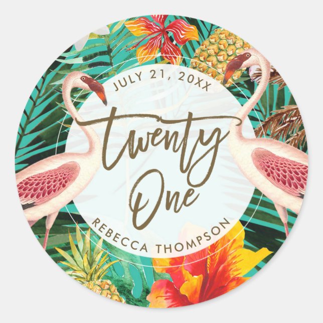 21e anniversaire flamand tropical autocollant (Devant)