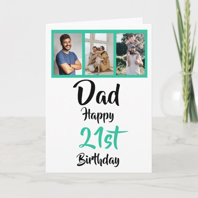 21e anniversaire heureux papa photo collage carte (Devant)