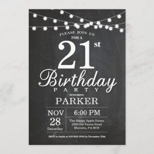 21e anniversaire Invitation Chalboard Chaîne Light