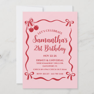 21e anniversaire Invitation et itinéraire de fête