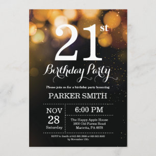 21e anniversaire Invitation Gold Parties scintilla
