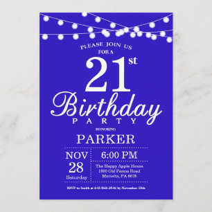 21e anniversaire Invitation Marine Bleue