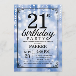 21e anniversaire Invitation Parties scintillant bl