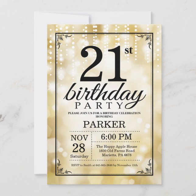 21e anniversaire Invitation Parties scintillant d' (Devant)