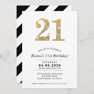 21E ANNIVERSAIRE INVITATION parties scintillant or