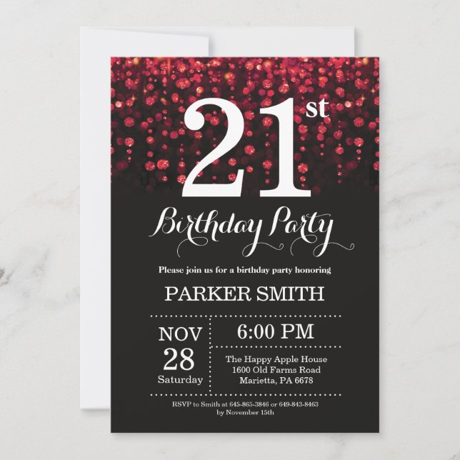 21e anniversaire Invitation Parties scintillant ro (Devant)