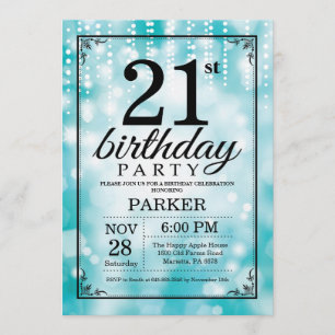 21e anniversaire Invitation Parties scintillant Tu