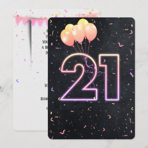 21e Anniversaire Neon Connexion Invitation noire