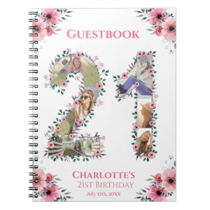 21e Anniversaire Photo Pink Flower White Livre d'i