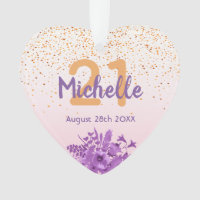 21e anniversaire rose d'or confetti fleurs pourpre