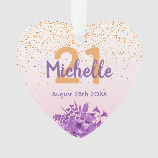 21e anniversaire rose d'or confetti fleurs pourpre (devant)