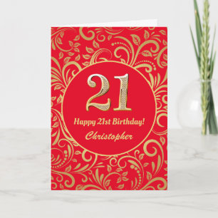 21e anniversaire Rouge et or modèle floral