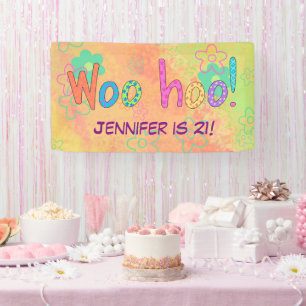 21e anniversaire WooHoo Nom bannière personnalisée
