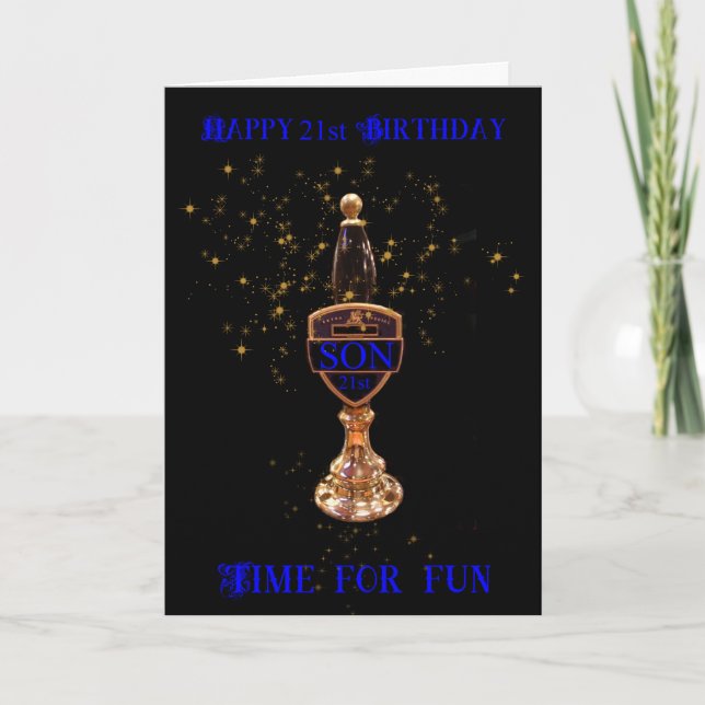 21e FILS BIÈRE POMPE ANNIVERSAIRE CARTE DE SALUT (Devant)