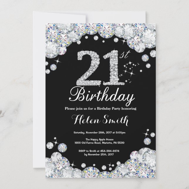 21e Invitation Anniversaire Chalkboard Diamant d'a (Devant)