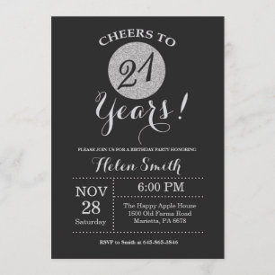 21e Invitation anniversaire Parties scintillant no