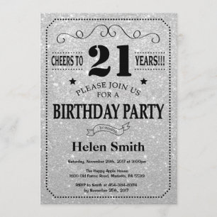 21e Invitation d'anniversaire Parties scintillant