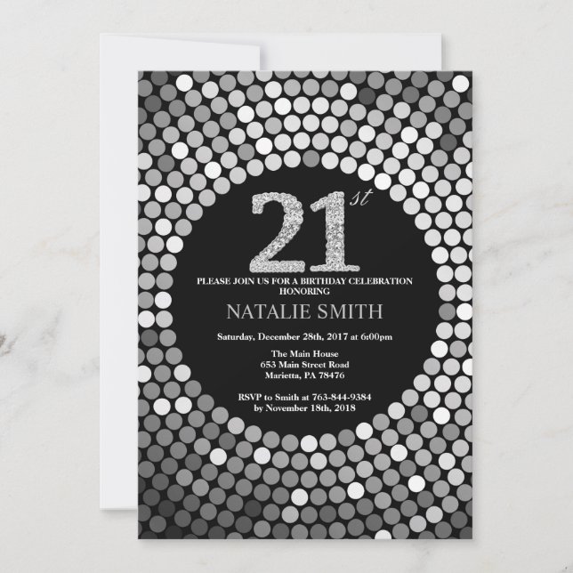 21e Invitation d'anniversaire Parties scintillant  (Devant)