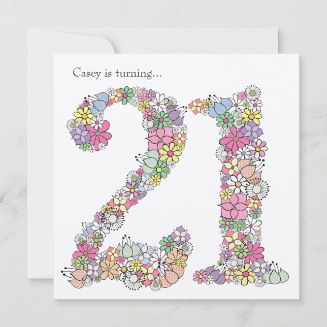 21e Invitation personnalisée pour les 21 filles (Devant)