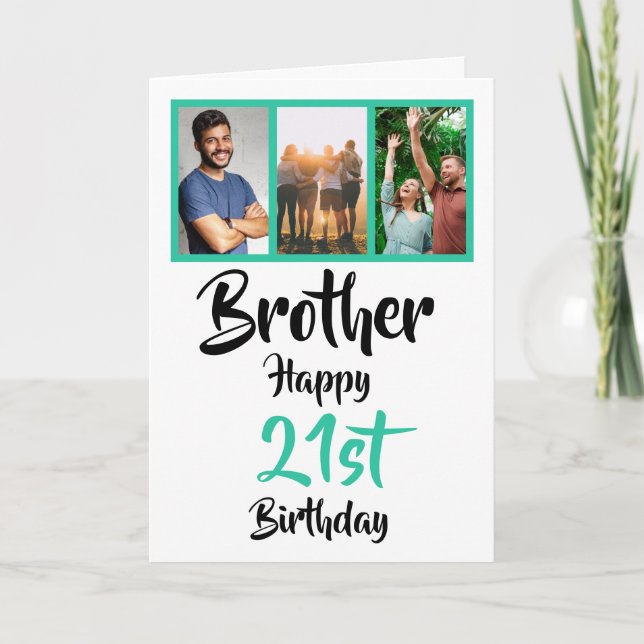 21e joyeux anniversaire frère photo collage carte (Devant)