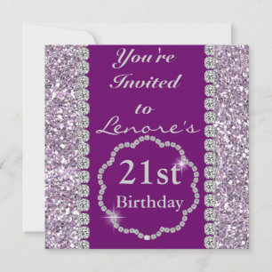 21e PURPLE BLING Invitation à la fête d'anniversai