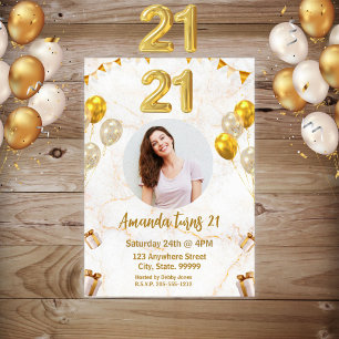 21e Sparkle Gold 21e Anniversaire Fête Invitation