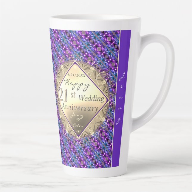 21ème anniversaire de laiton avec Iolite Latte Mug (Droite)